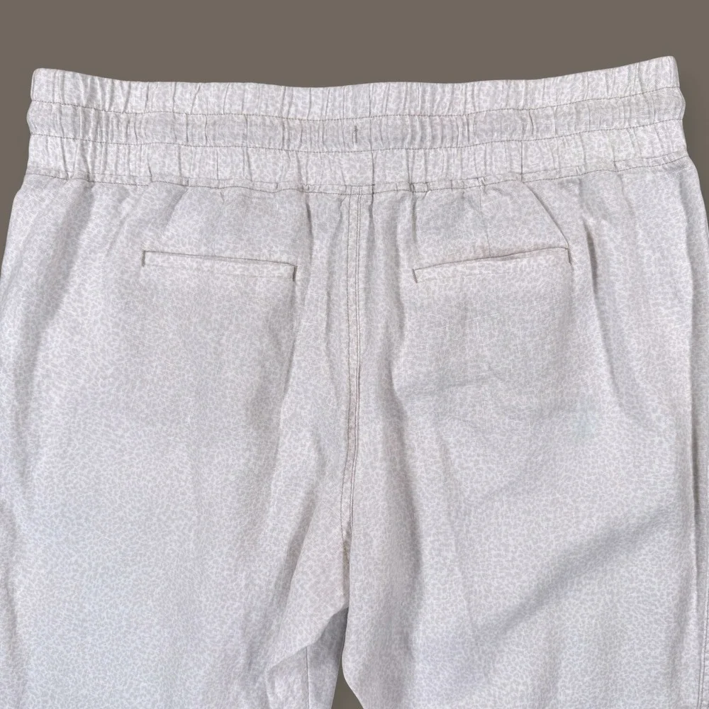 ATHLETA Cabo Linen Joggers Womens 16 Beige Animal Print Casual Lightweight Pants